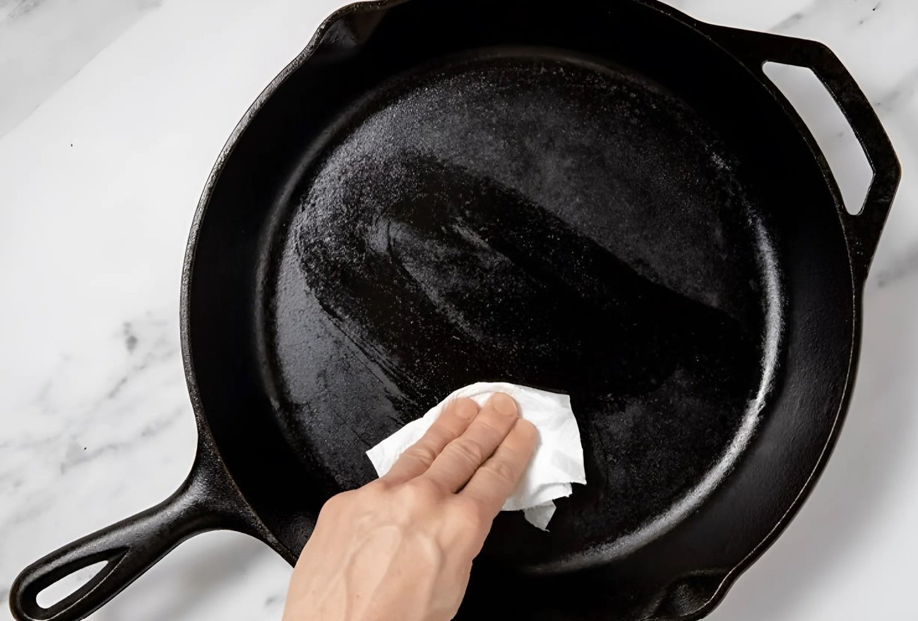 Чугунная сковорода останется без жира и нагара: попробуйте этот незаменимый раствор