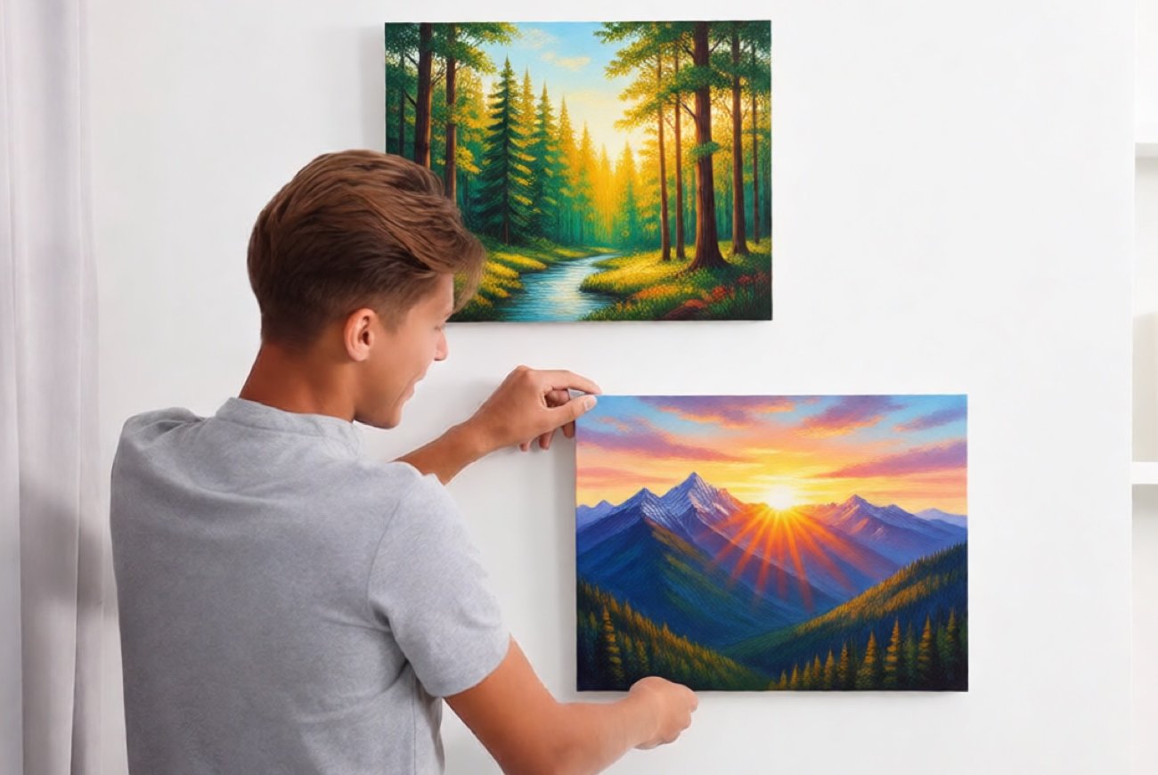 Как повесить картину без гвоздей и дырок в стене: лучшие способы без вызова мастера