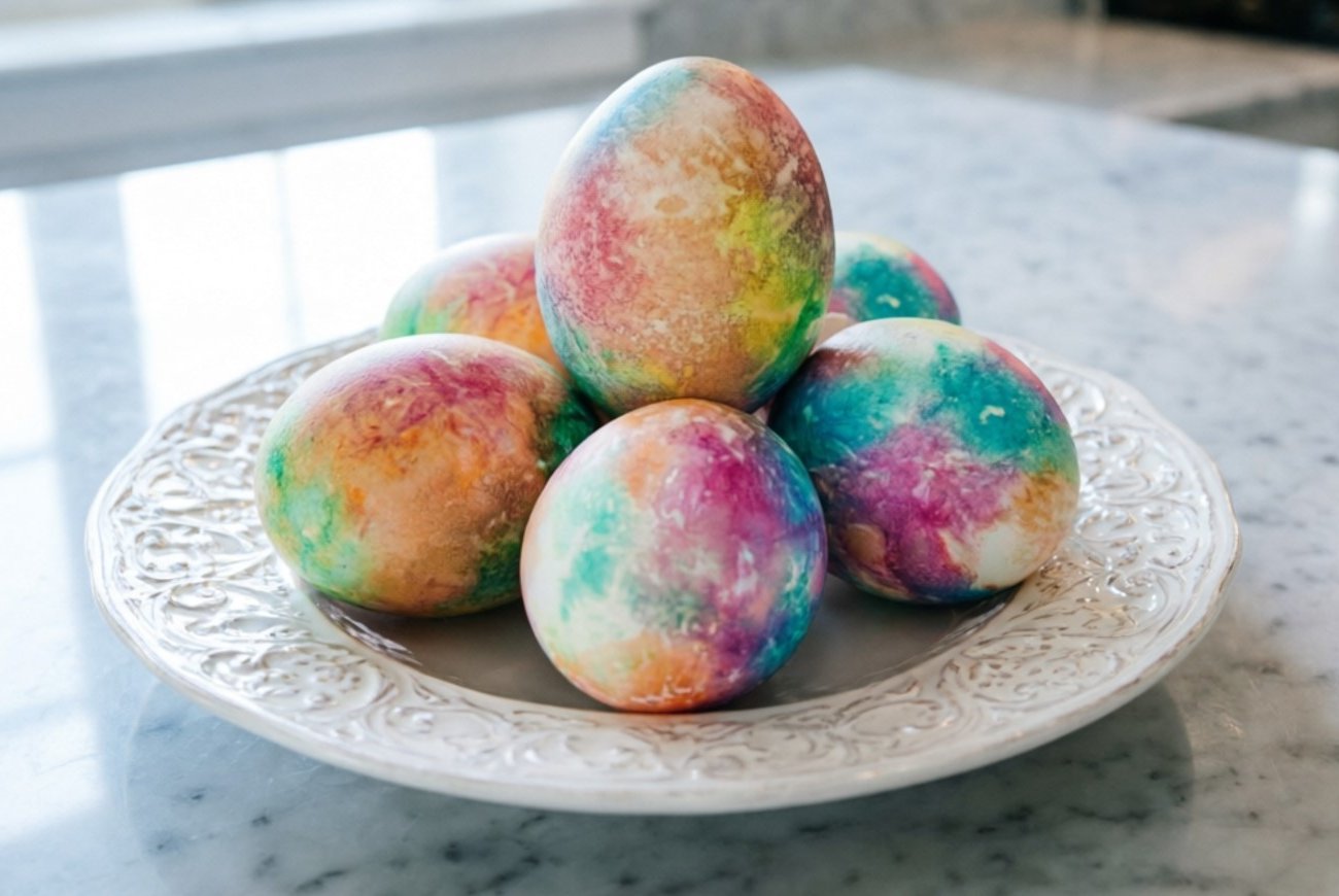 Как покрасить яйца к Пасхе за 15 минут: роскошный радужный узор без использования луковой шелухи