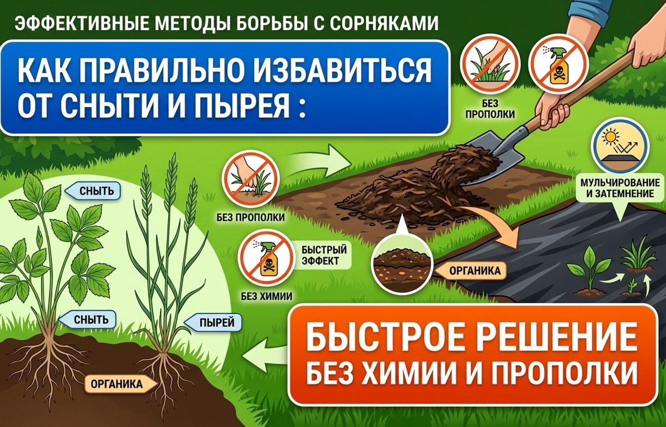 Как правильно избавиться от сныти и пырея: быстрое решение без химии и прополки