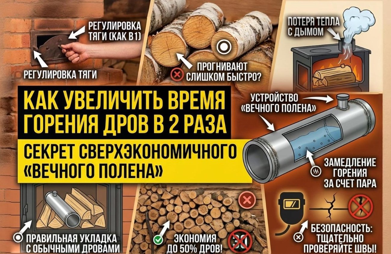Как продлить время горения дров в печи: секрет мастеров, который экономит целую поленницу