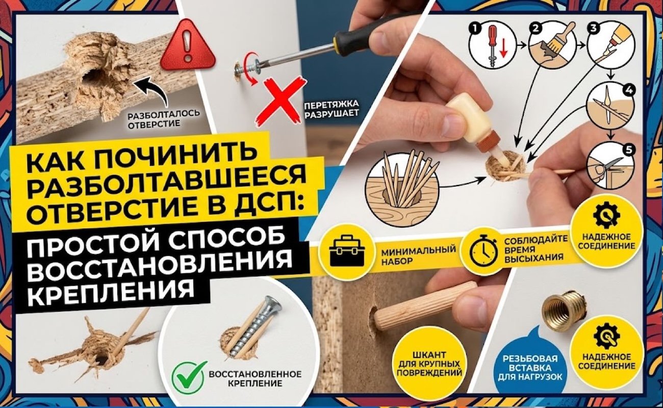 Как починить разболтавшееся отверстие в ДСП: простой способ восстановления крепления