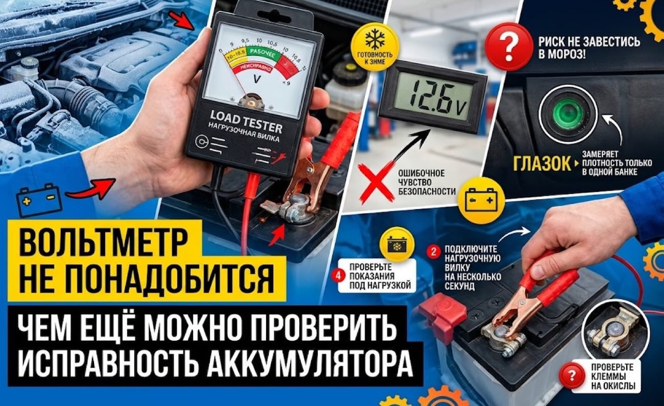 Вольтметр не понадобится: чем ещё можно проверить исправность аккумулятора