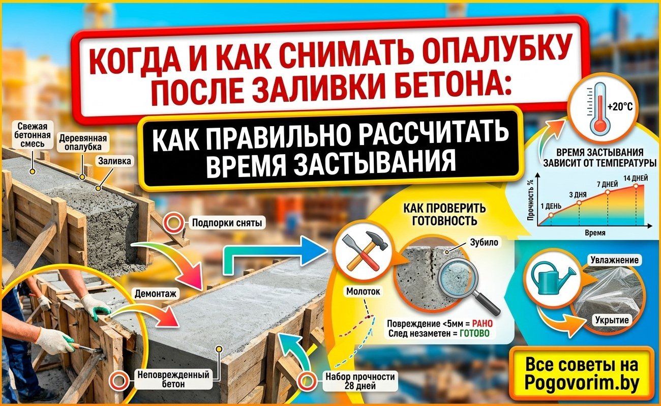 Когда и как снимать опалубку после заливки бетона: как правильно рассчитать время застывания
