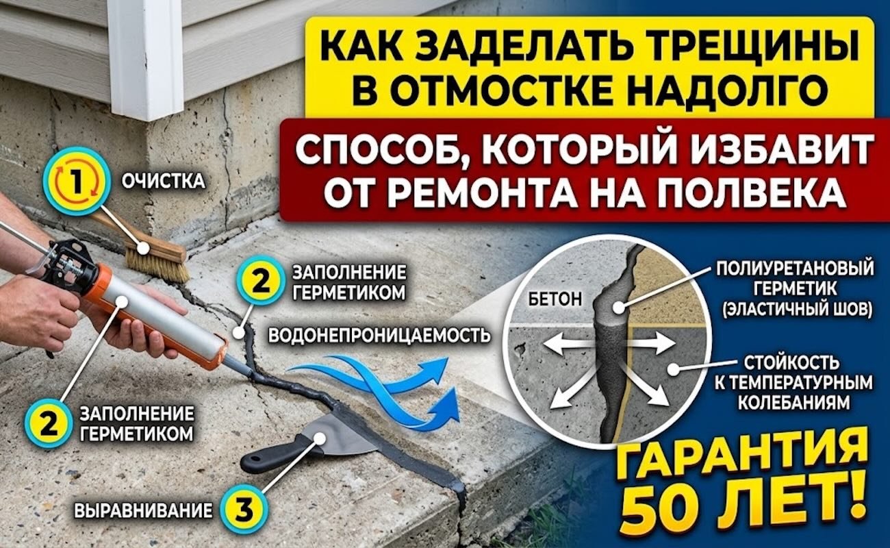 Как заделать трещины в отмостке надолго: способ, который избавит от ремонта на полвека