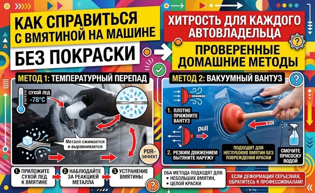 Как справиться с вмятиной на машине без покраски: хитрость для каждого автовладельца
