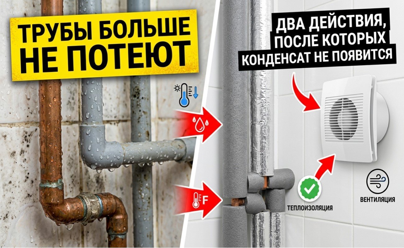 Трубы больше не потеют: два действия, после которых конденсат не появится