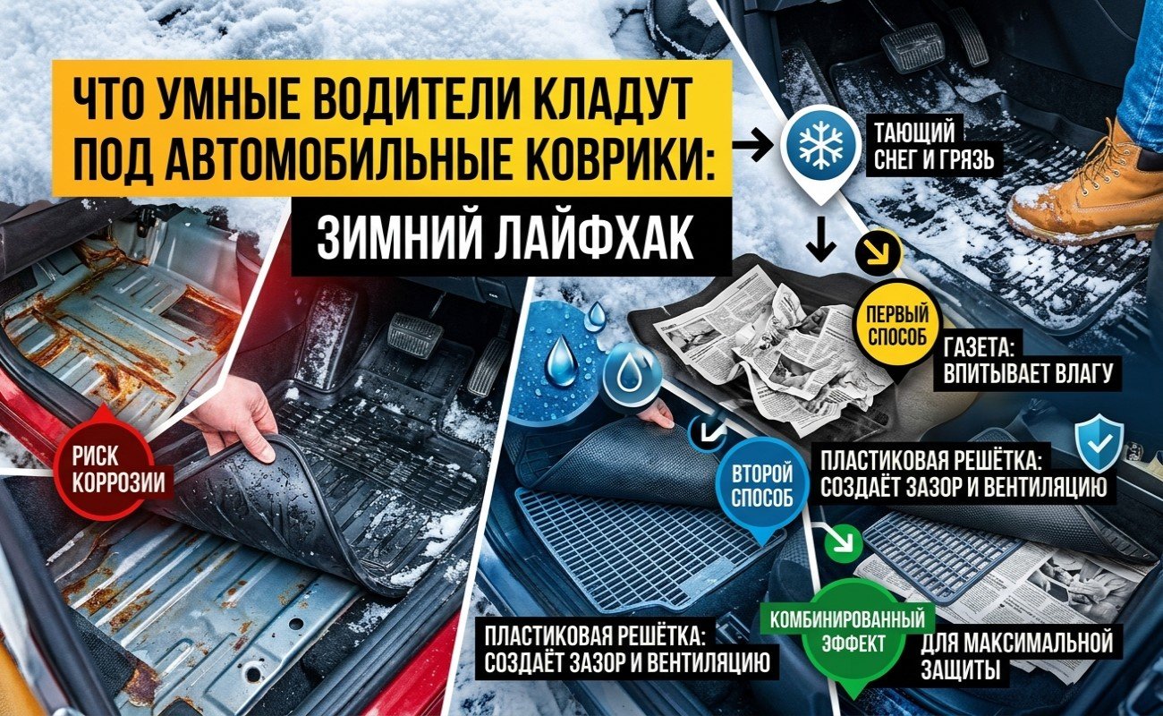 Что умные водители кладут под автомобильные коврики: зимний лайфхак