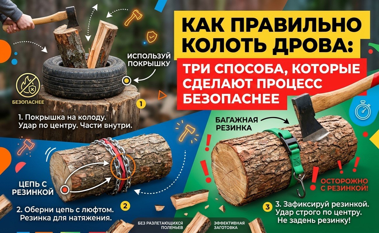 Как правильно колоть дрова: три способа, которые сделают процесс безопаснее