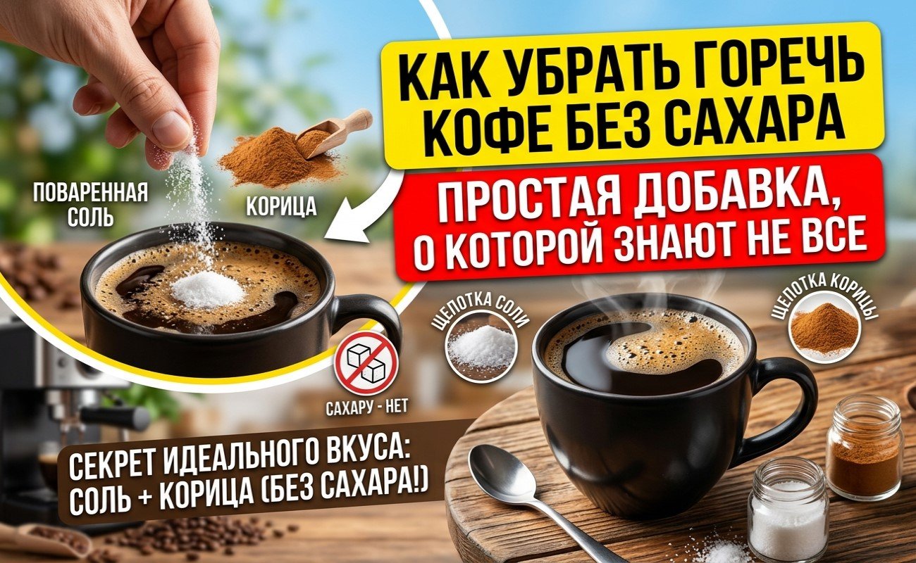 Как убрать горечь кофе без сахара: простая добавка, о которой знают не все