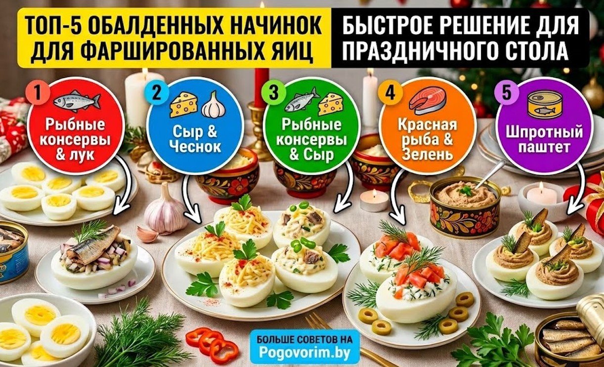 Топ-5 обалденных начинок для фаршированных яиц: быстрое решение для праздничного стола