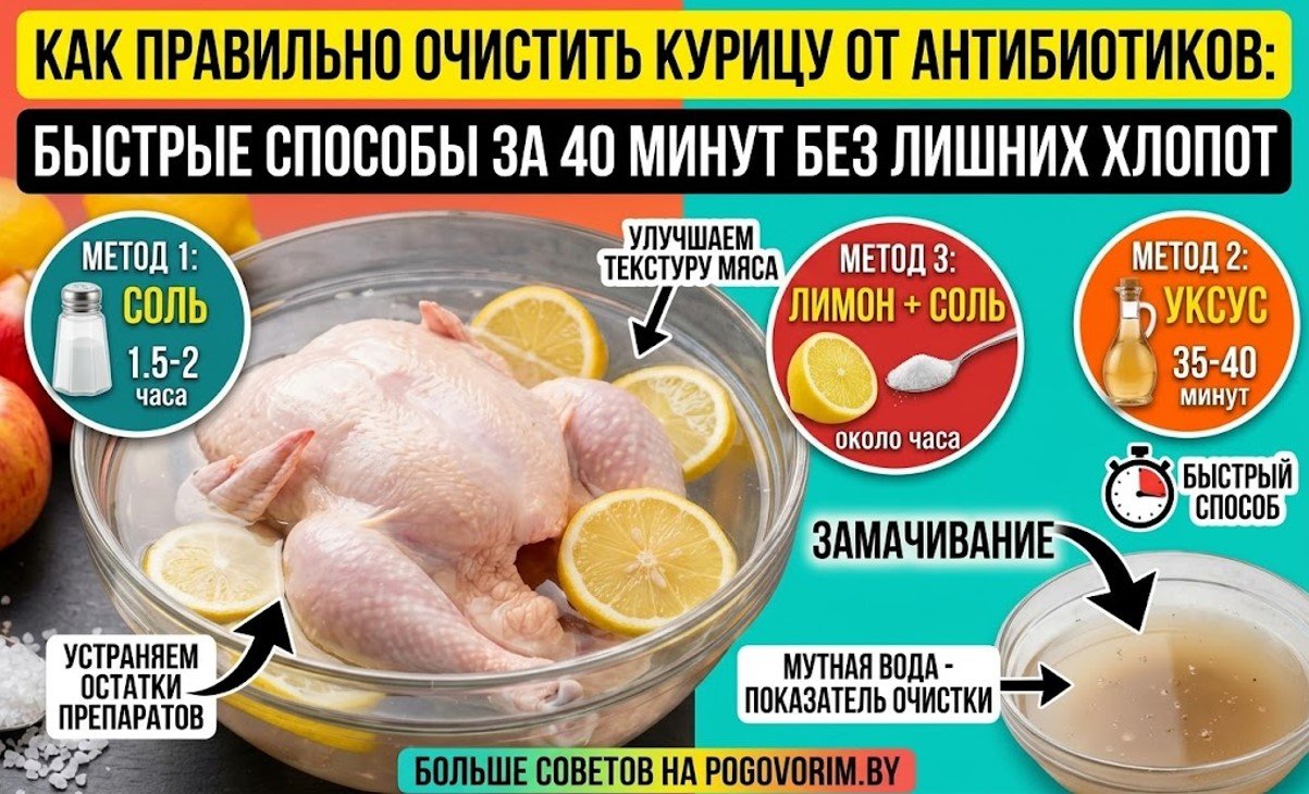 Как правильно очистить курицу от антибиотиков: быстрые способы за 40 минут без лишних хлопот