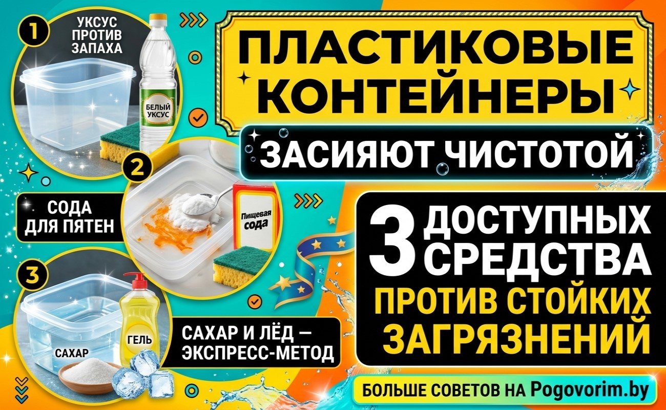 Пластиковые контейнеры засияют чистотой: 3 доступных средства против стойких загрязнений