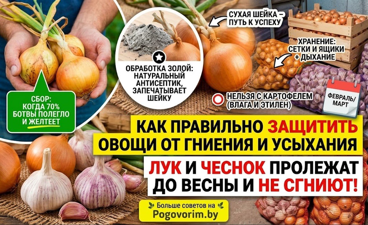 Как правильно защитить овощи от гниения и усыхания: лук и чеснок пролежат до весны и не сгниют