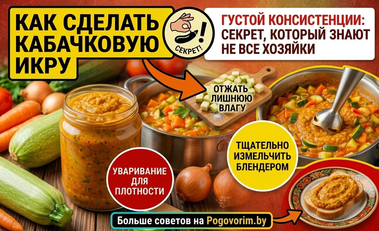 Как сделать кабачковую икру густой консистенции: секрет, который знают не все хозяйки