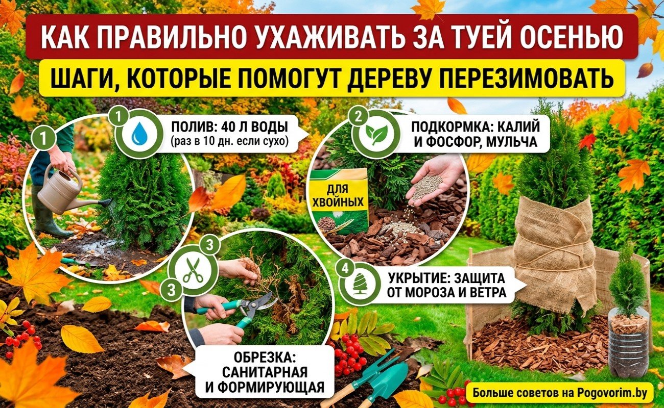 Как правильно ухаживать за туей осенью: шаги, которые помогут дереву перезимовать