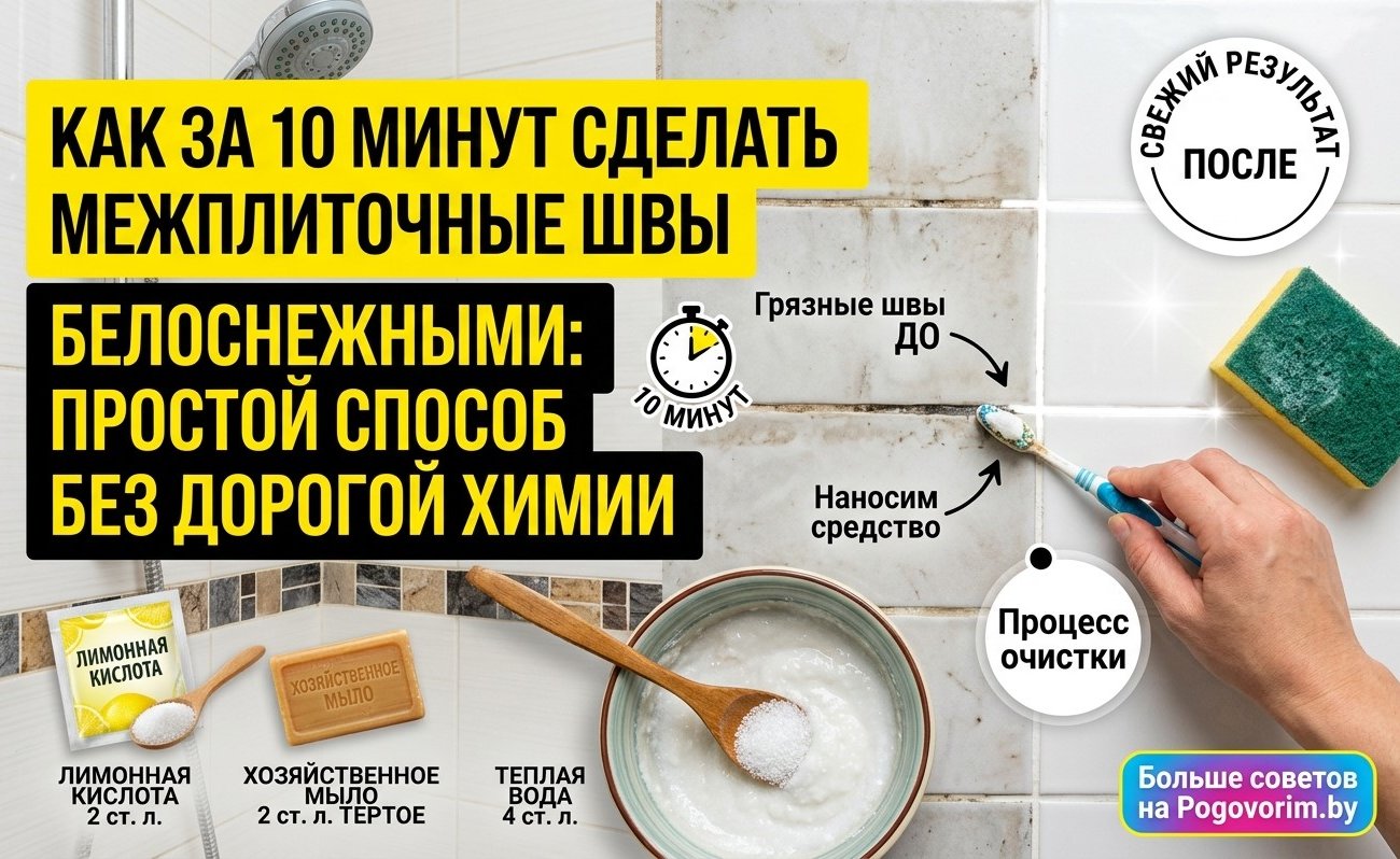 Как за 10 минут сделать межплиточные швы белоснежными: простой способ без дорогой химии