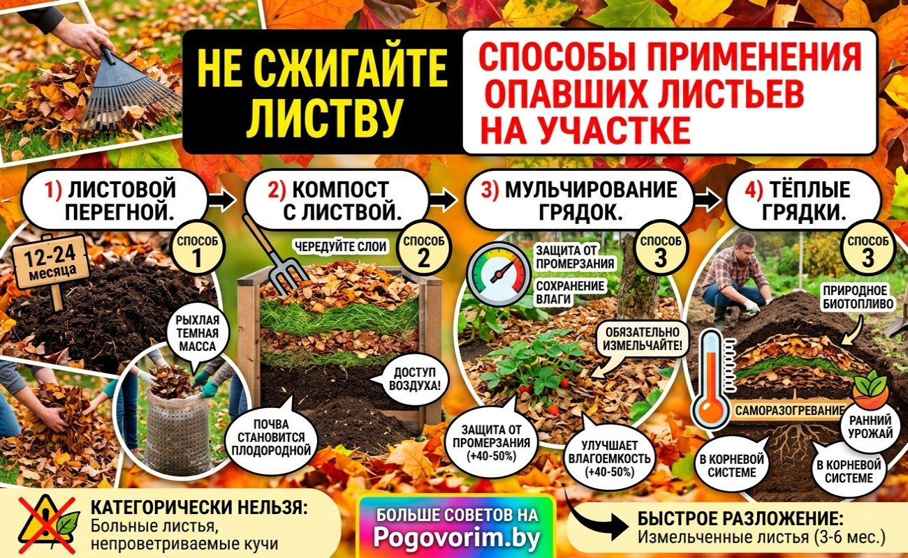 Не сжигайте листву: способы применения опавших листьев на участке