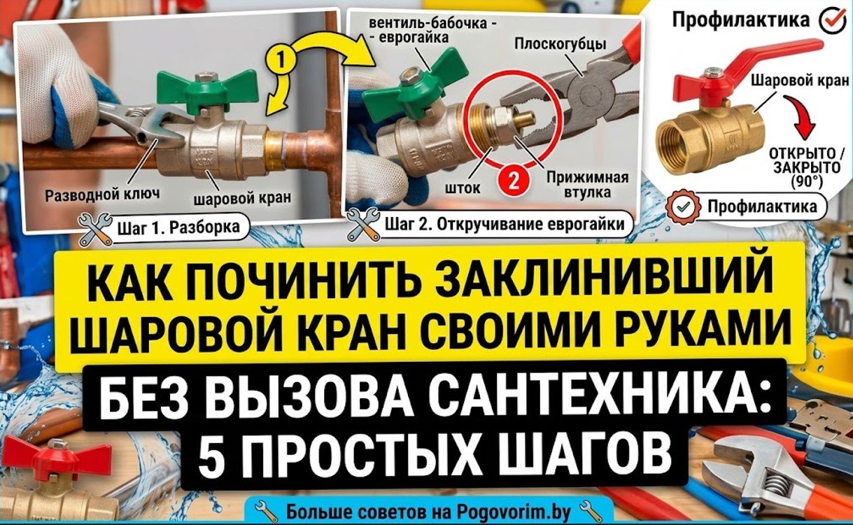 Как починить заклинивший шаровой кран своими руками без вызова сантехника: 5 простых шагов
