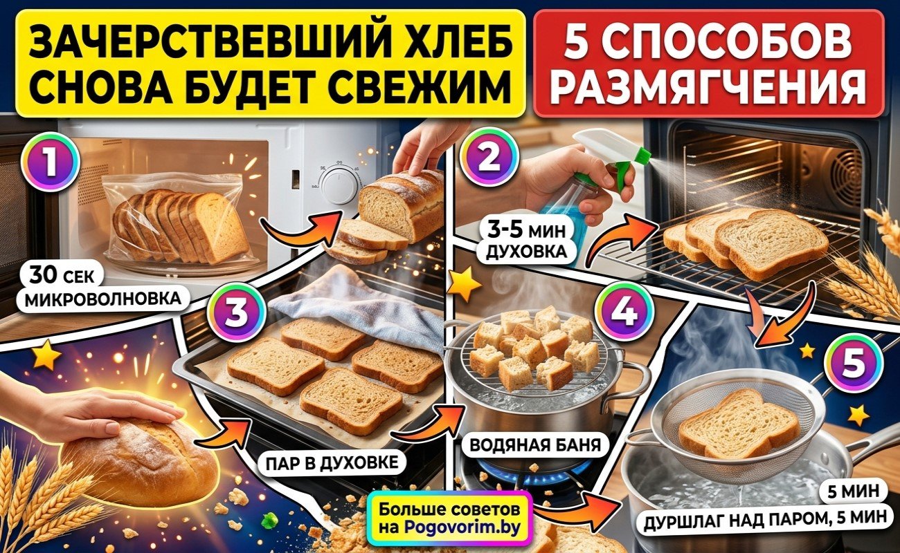 Зачерствевший хлеб снова будет свежим: 5 способов размягчения