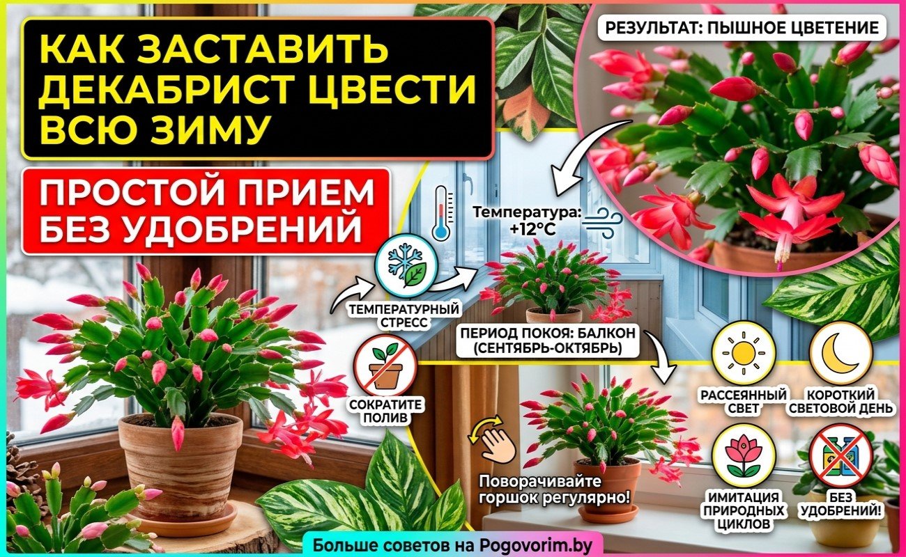 Как заставить декабрист цвести всю зиму: простой прием без удобрений