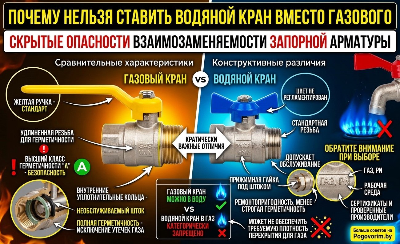 Почему нельзя ставить водяной кран вместо газового: скрытые опасности запорной арматуры