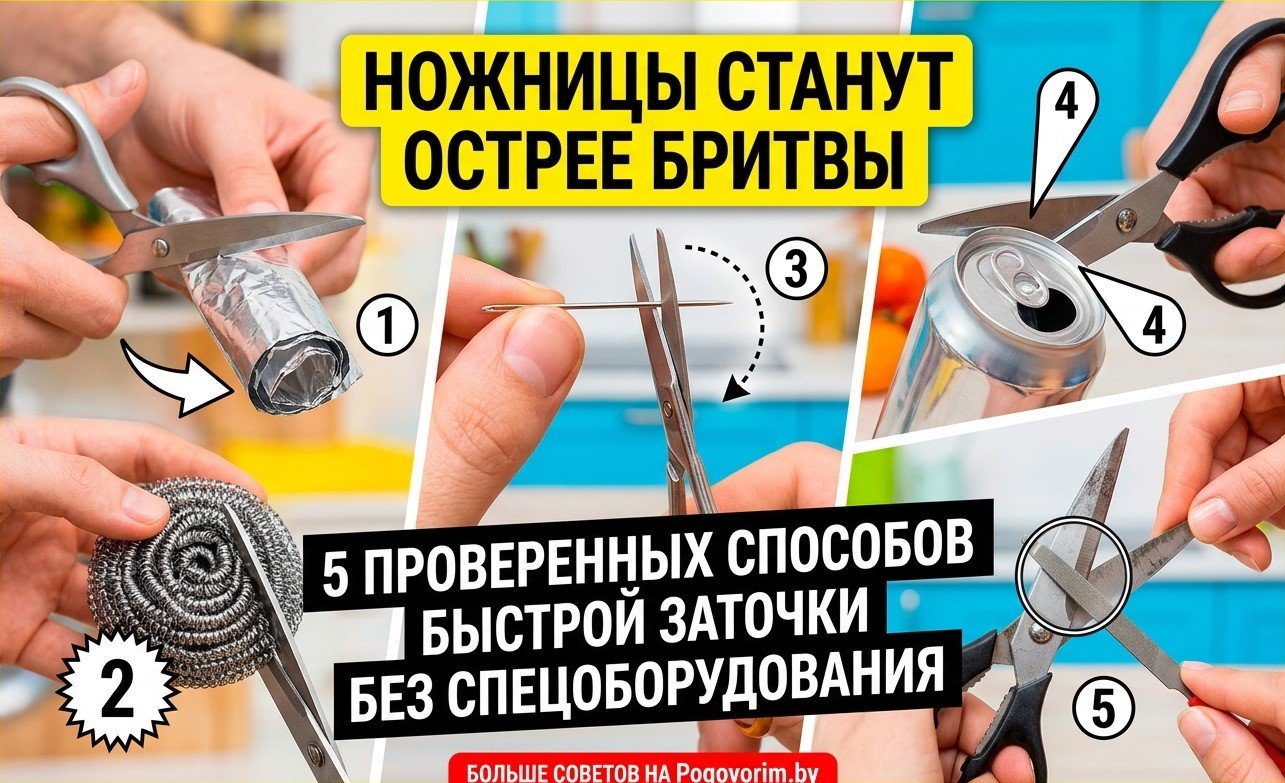 Ножницы станут острее бритвы: 5 проверенных способов быстрой заточки без спецоборудования