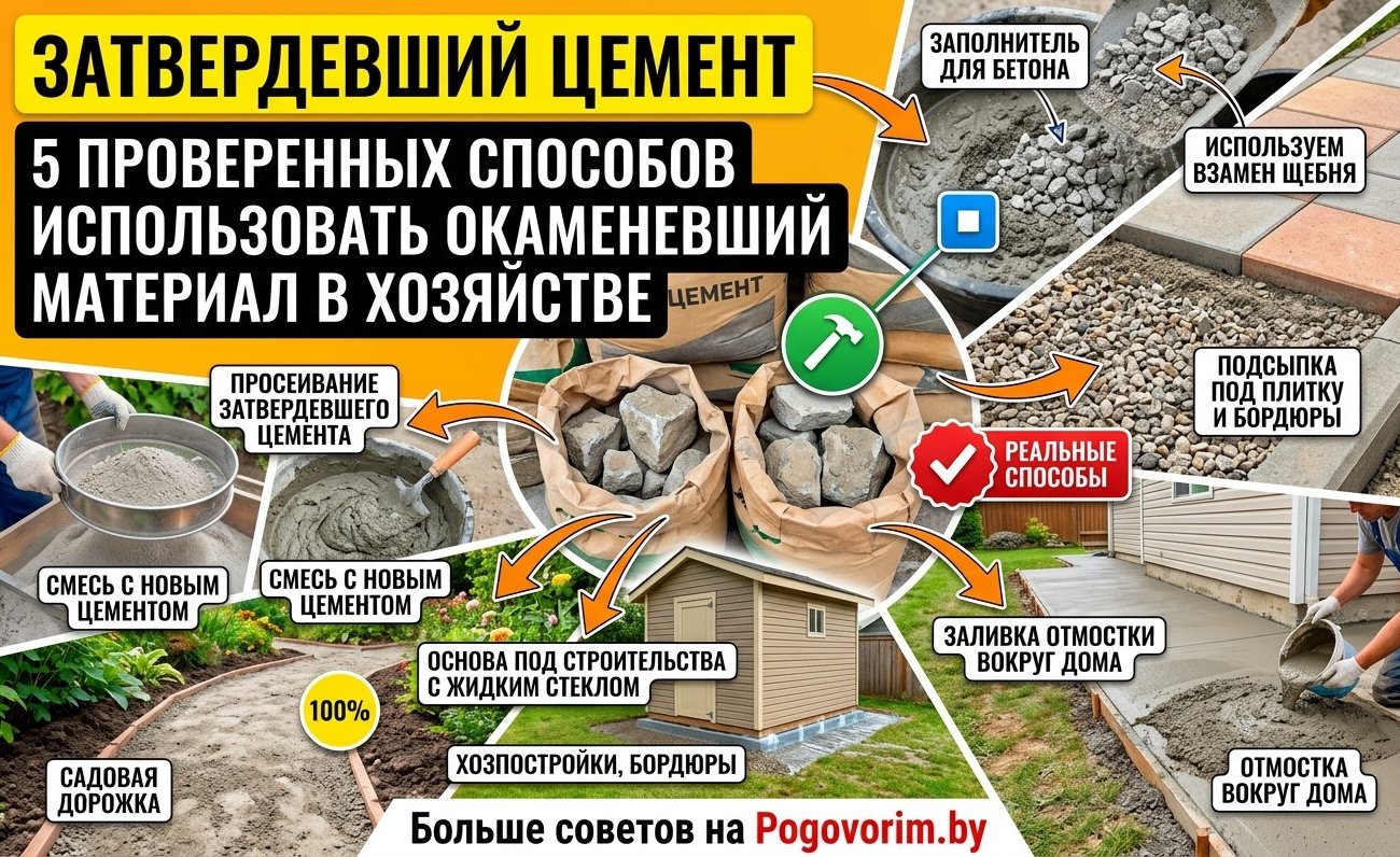 Затвердевший цемент: 5 проверенных способов использовать окаменевший материал в хозяйстве