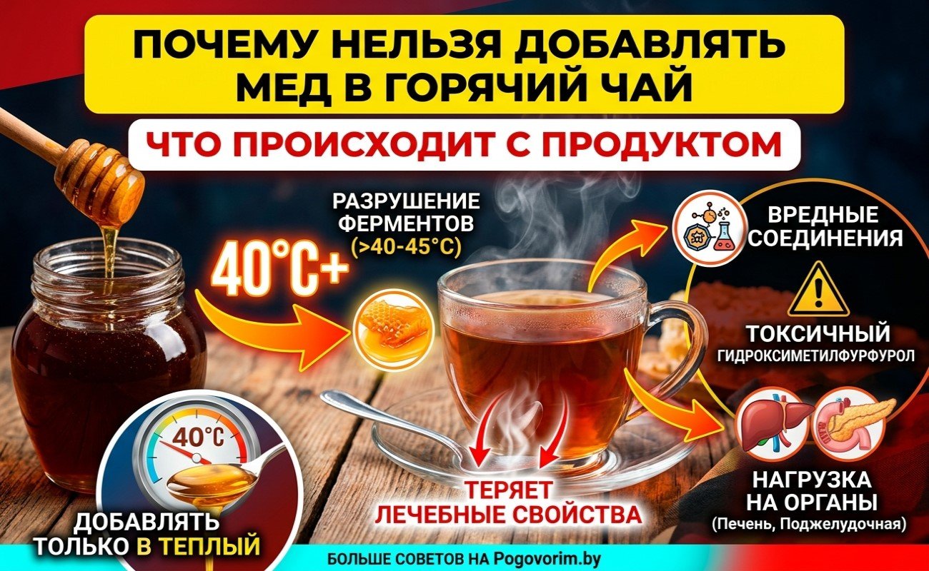 Почему нельзя добавлять мед в горячий чай: что происходит с продуктом