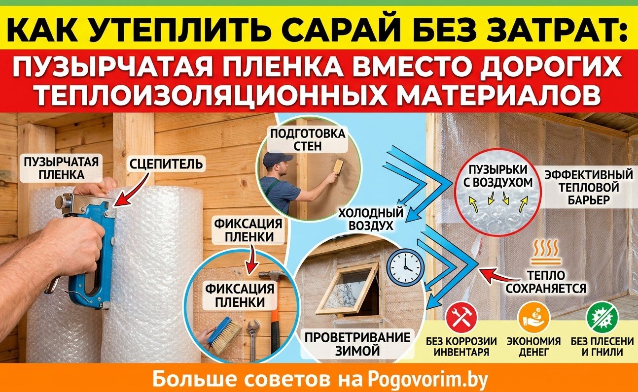 Как утеплить сарай без затрат: пузырчатая пленка вместо дорогих теплоизоляционных материалов