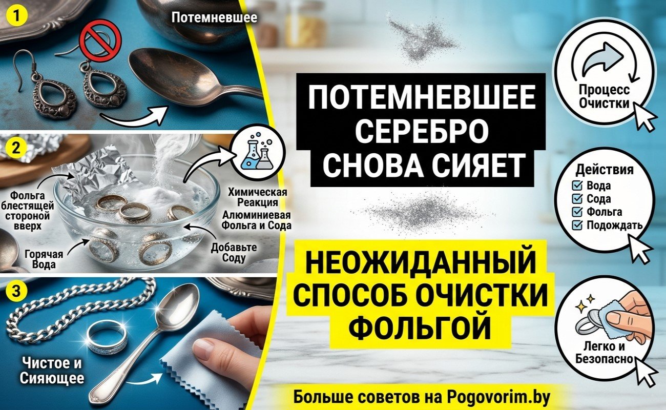 Потемневшее серебро снова сияет: неожиданный способ очистки фольгой