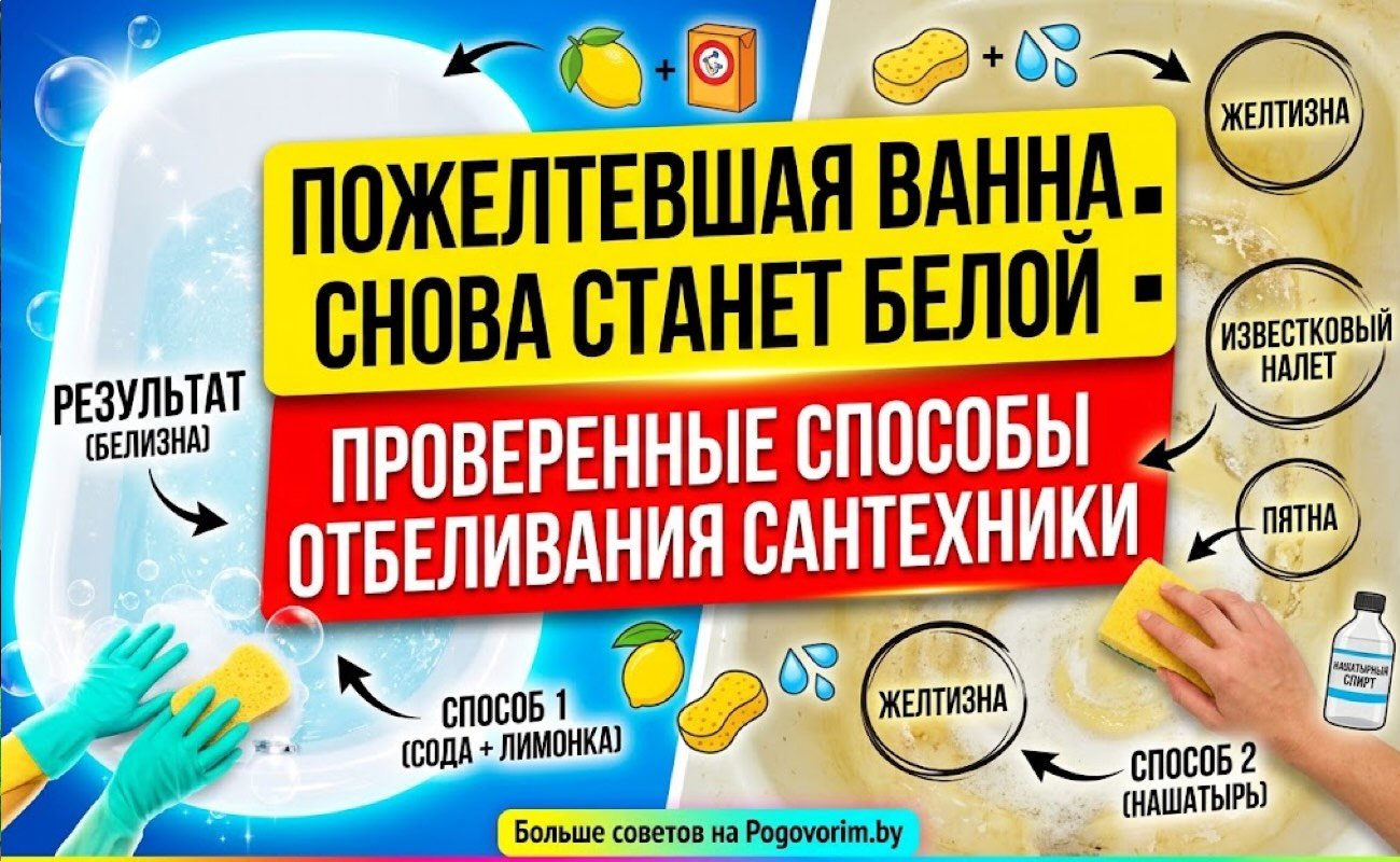 Пожелтевшая ванна снова станет белой: проверенные способы отбеливания сантехники