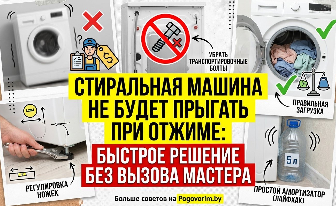 Как сделать так, чтобы стиральная машина не прыгала при отжиме: быстрое решение без вызова мастера