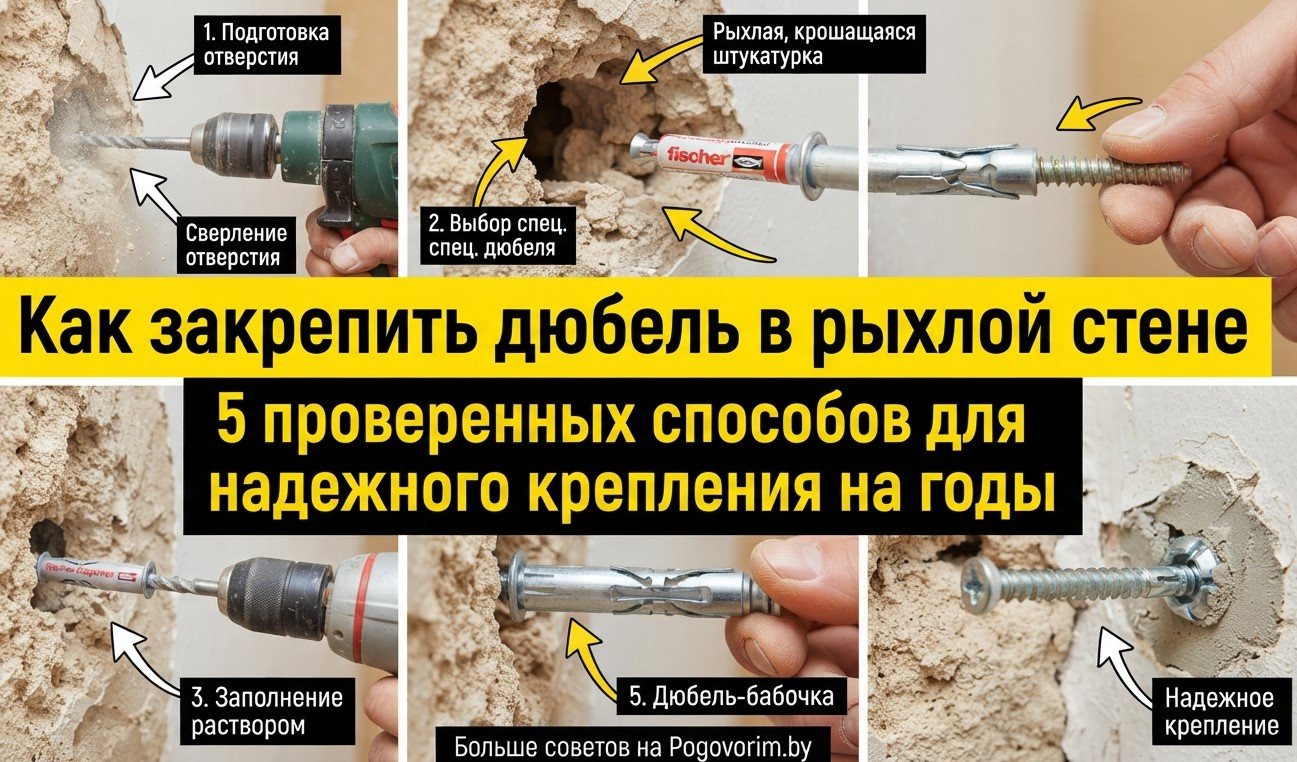 Как закрепить дюбель в рыхлой стене: 5 проверенных способов для надежного крепления на годы