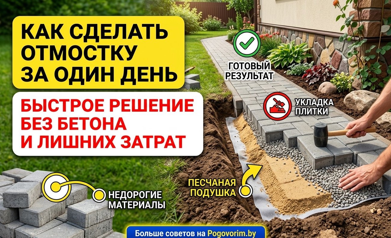 Как сделать отмостку за один день: быстрое решение без бетона и лишних затрат