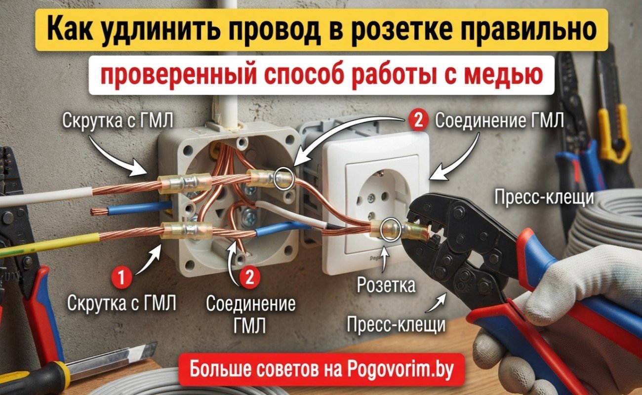 Как удлинить провод в розетке правильно: проверенный способ работы с медью