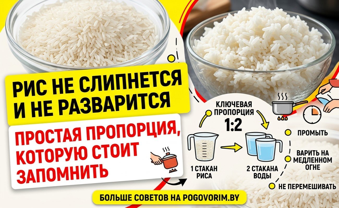 Рис не слипнется и не разварится: простая пропорция, которую стоит запомнить