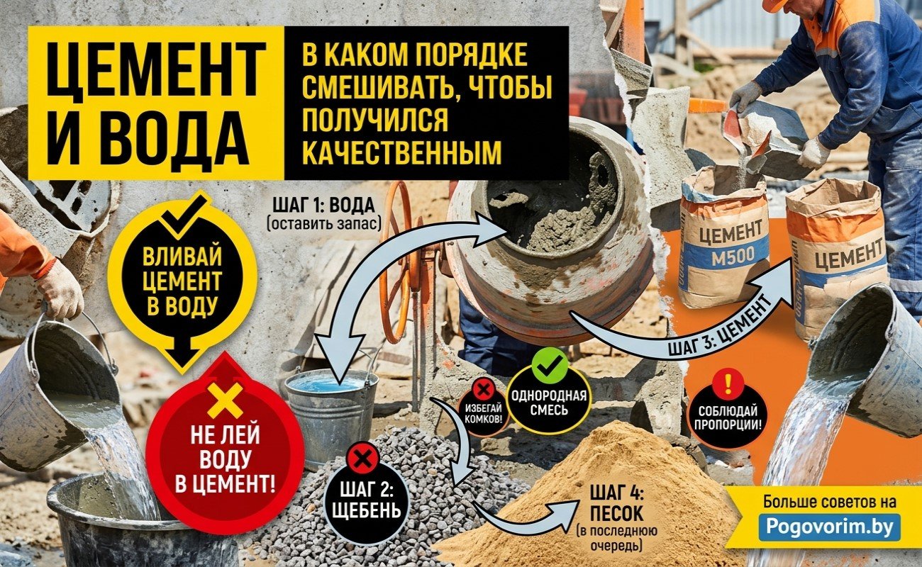 Цемент и вода: в каком порядке смешивать, чтобы раствор получился качественным