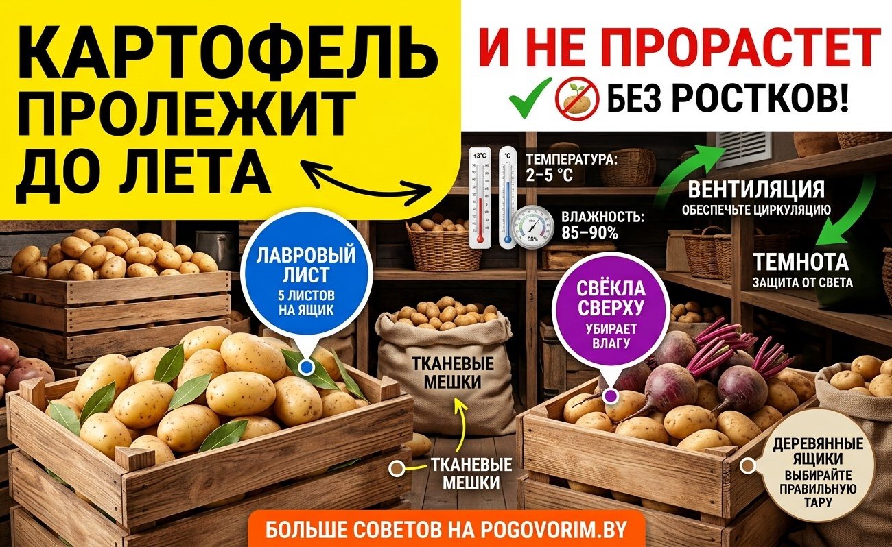 Картофель пролежит до лета и не прорастет: проверенный способ сохранить урожай