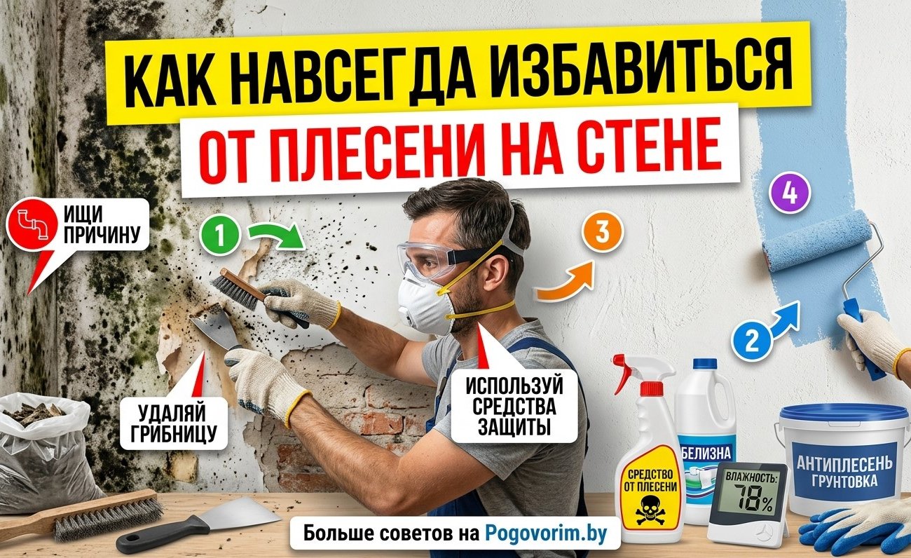 Как навсегда избавиться от плесени на стене: пошаговая инструкция