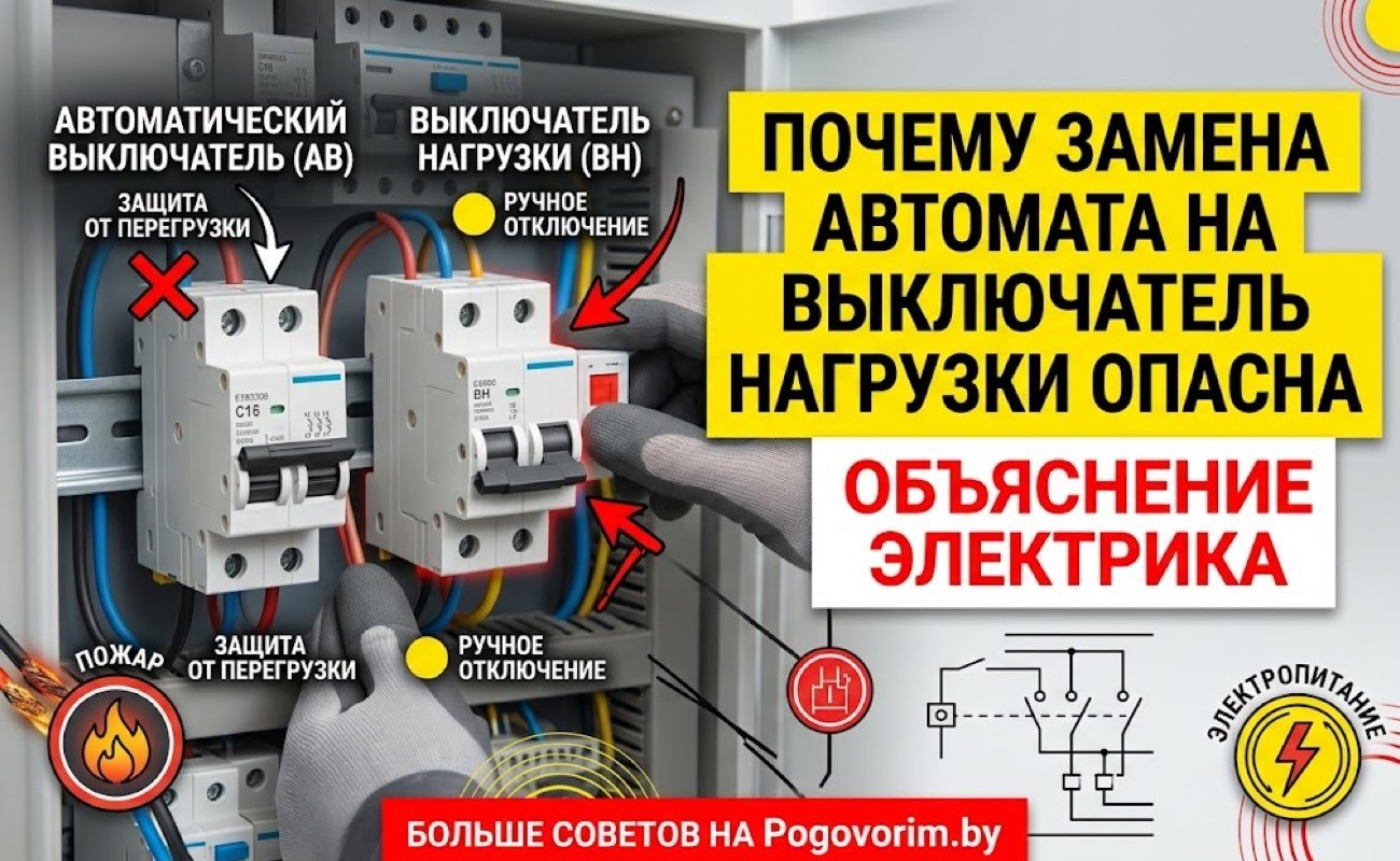 Почему замена автомата на выключатель нагрузки опасна: объяснение электрика