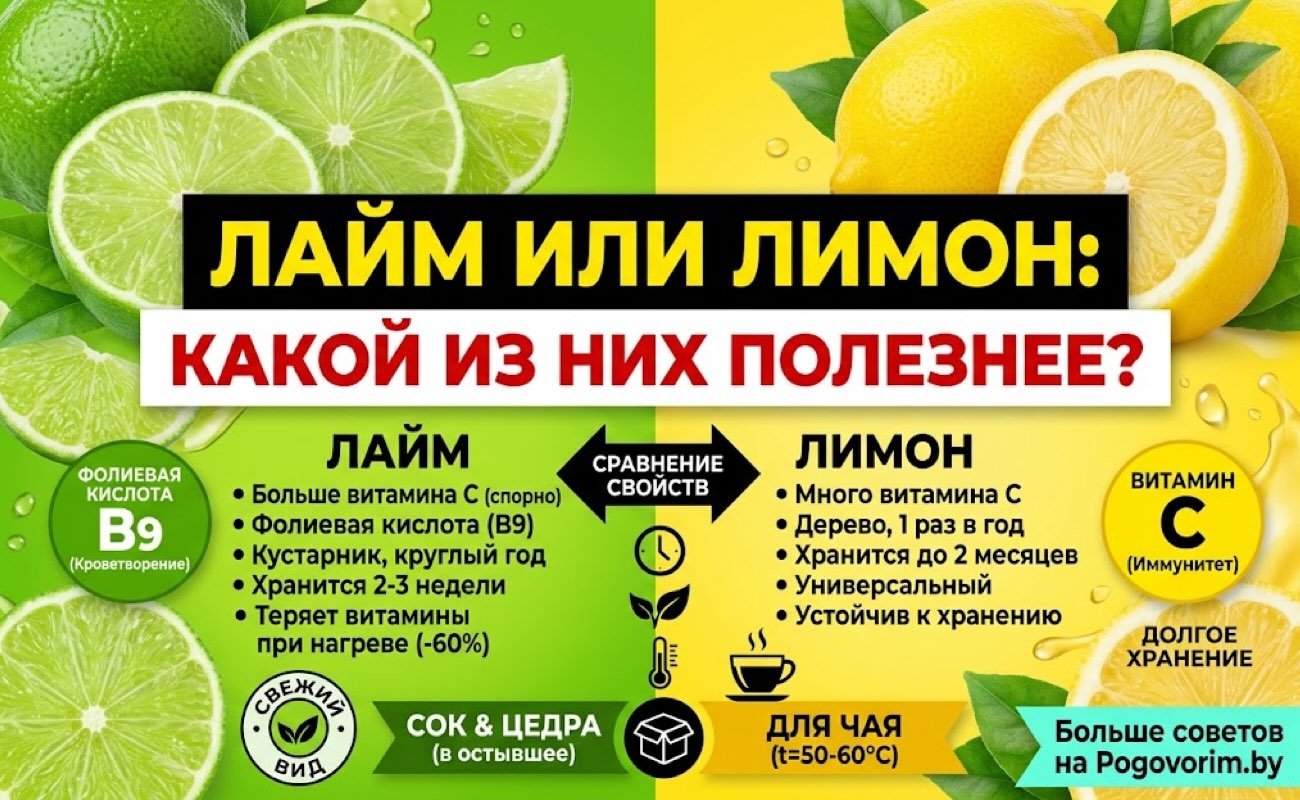 Лайм или лимон: какой из них полезнее для организма