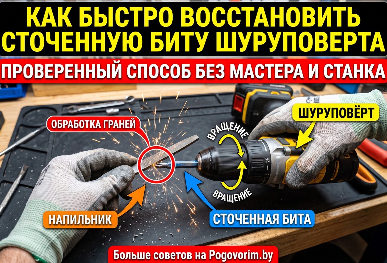 Как быстро восстановить сточенную биту шуруповерта: проверенный способ без мастера и станка