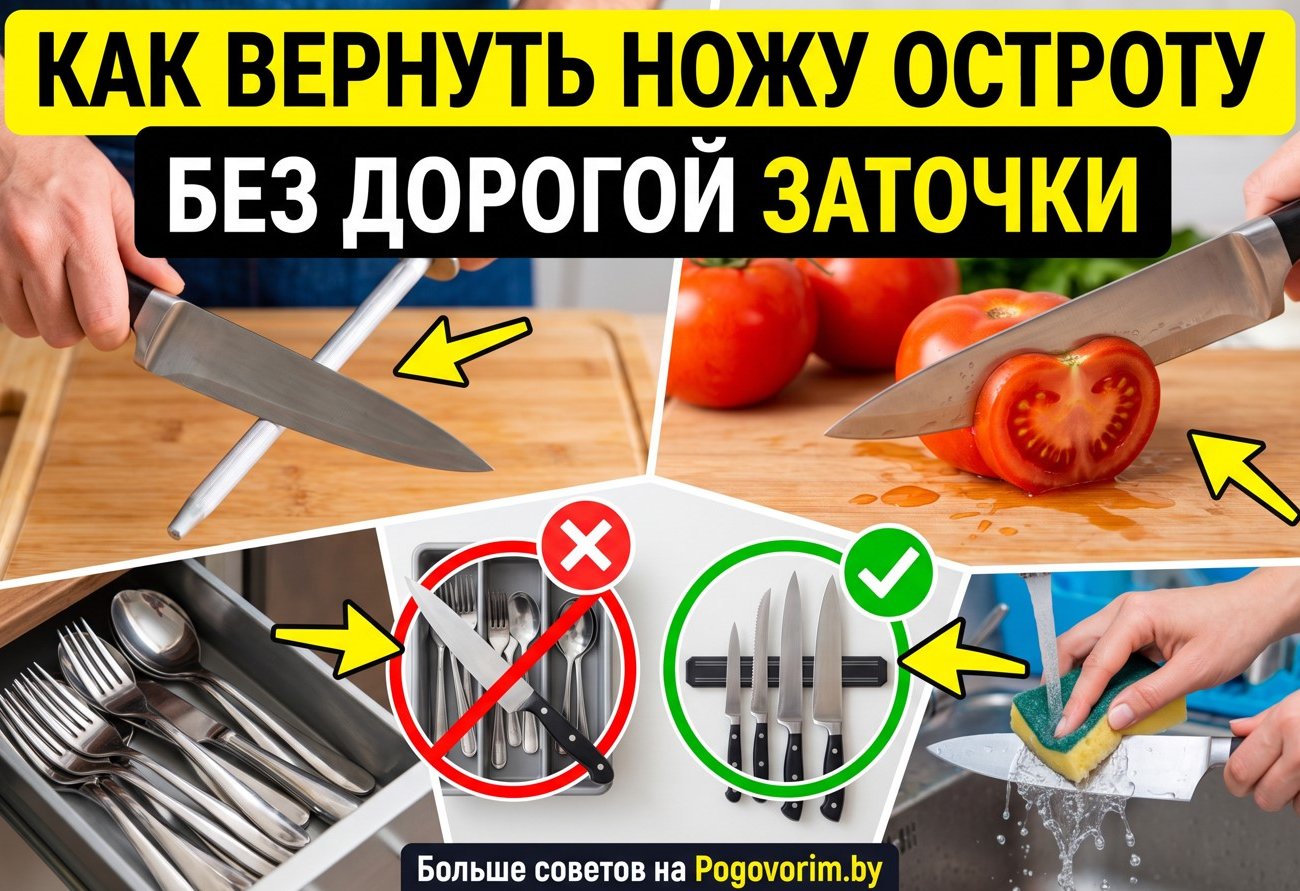 Как вернуть ножу остроту без дорогой заточки: простые способы, который работает с первого раза