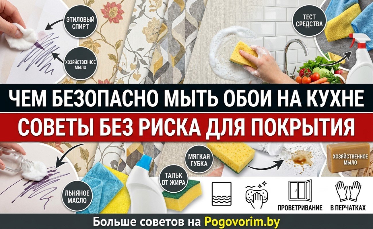 Чем безопасно мыть обои на кухне: советы без риска для покрытия