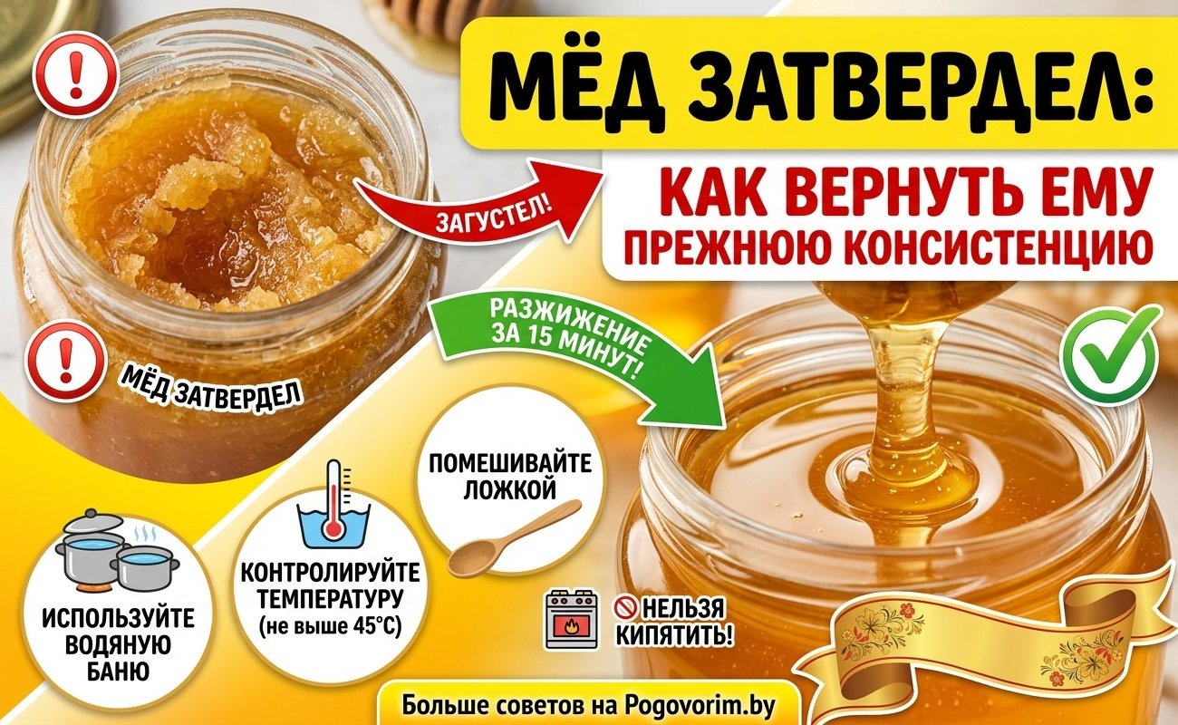 Мёд затвердел: как вернуть ему прежнюю консистенцию