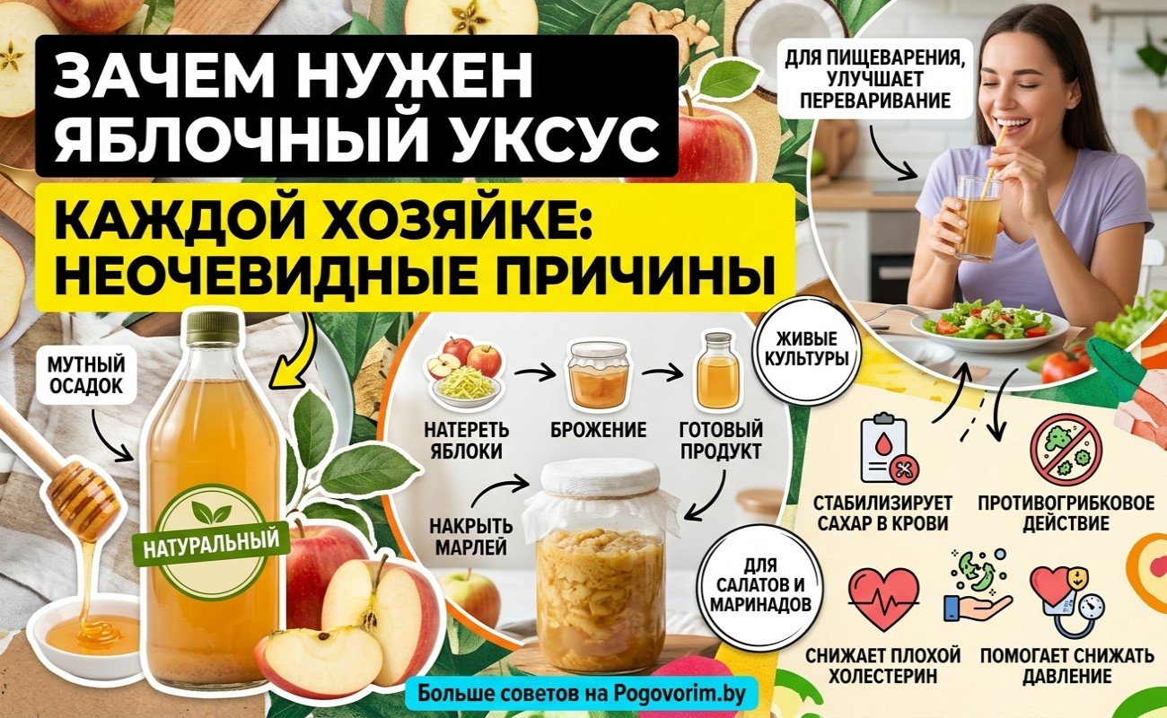 Зачем нужен яблочный уксус каждой хозяйке: неочевидные причины