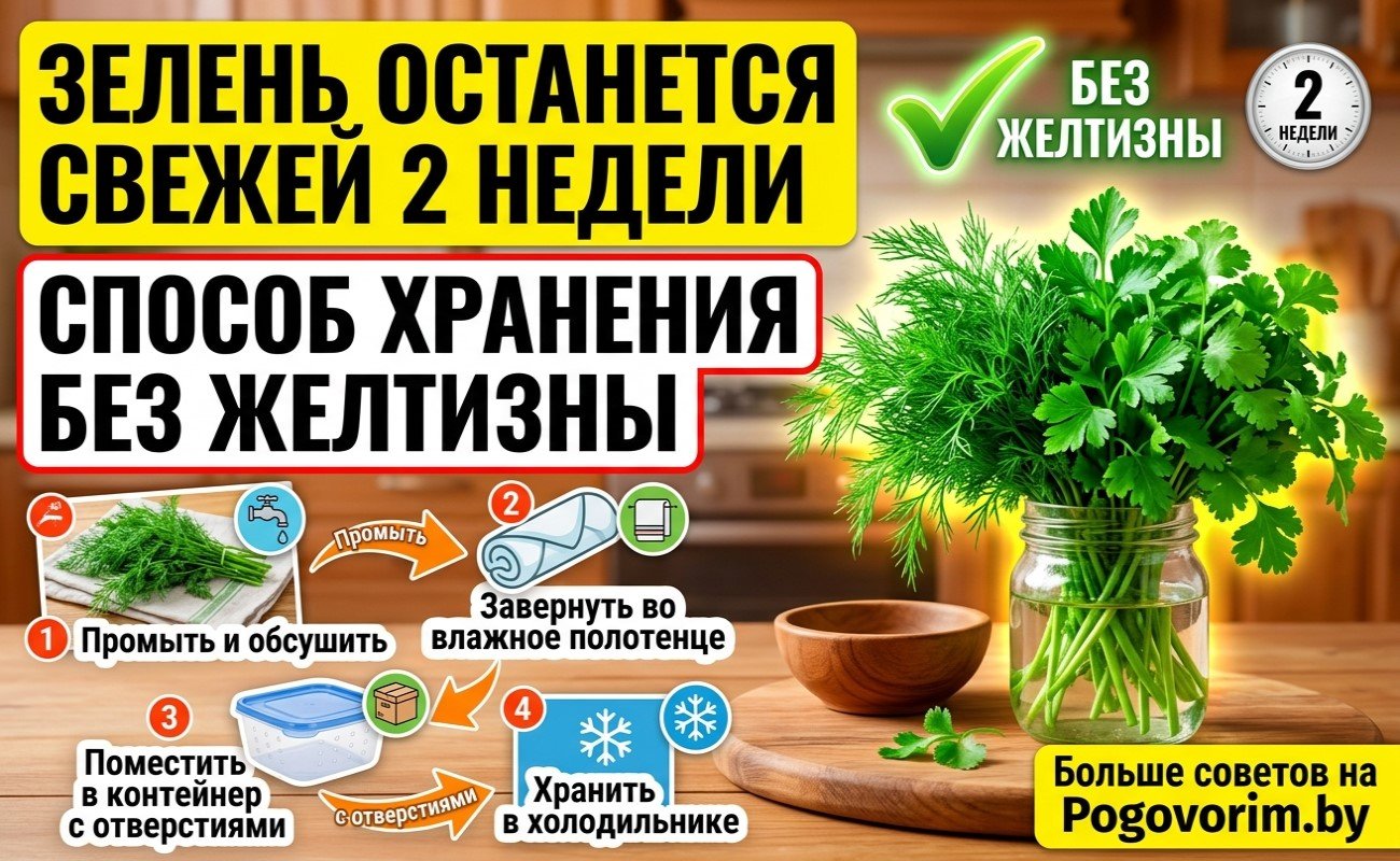 Зелень останется свежей 2 недели: способ хранения без желтизны