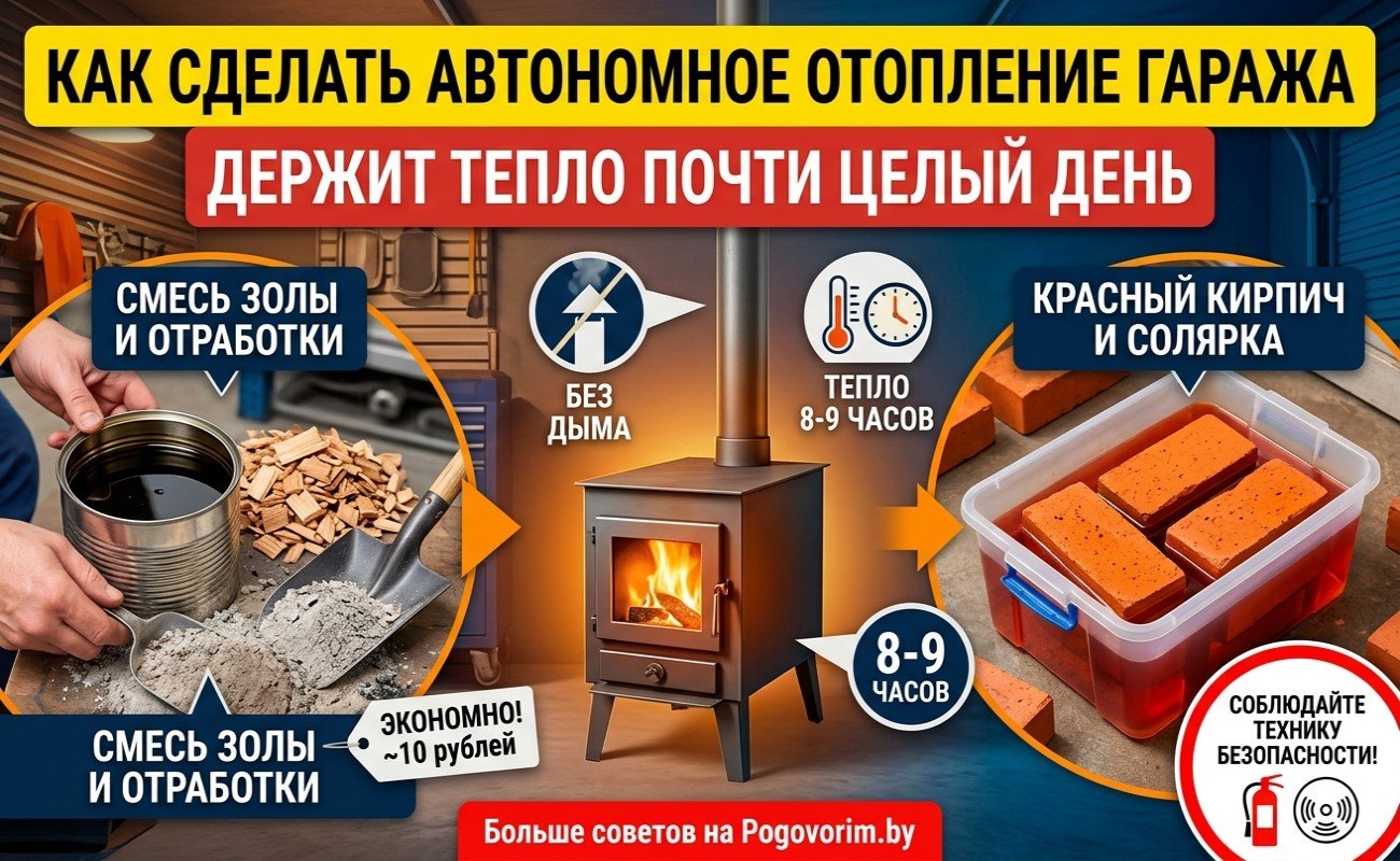 Как сделать автономное отопление гаража: держит тепло почти целый день