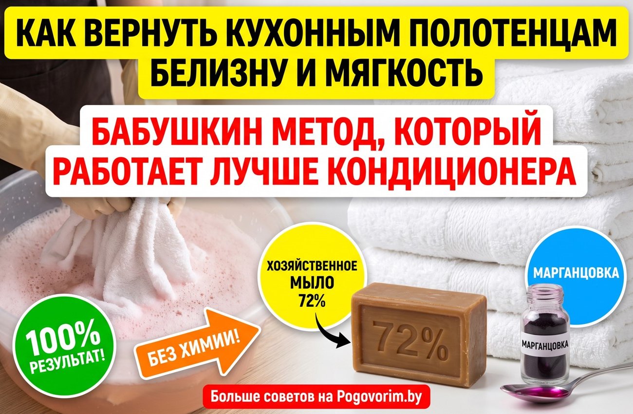 Как вернуть кухонным полотенцам белизну и мягкость: бабушкин метод, который работает лучше кондиционера